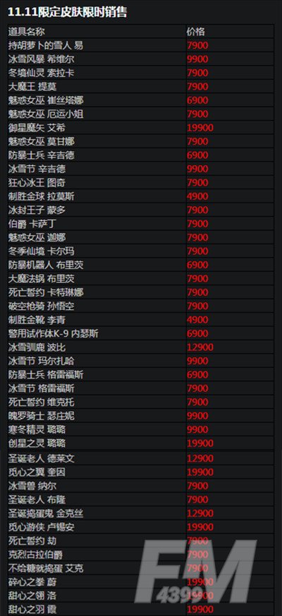 《LOL手游》双十一折扣皮肤有哪些