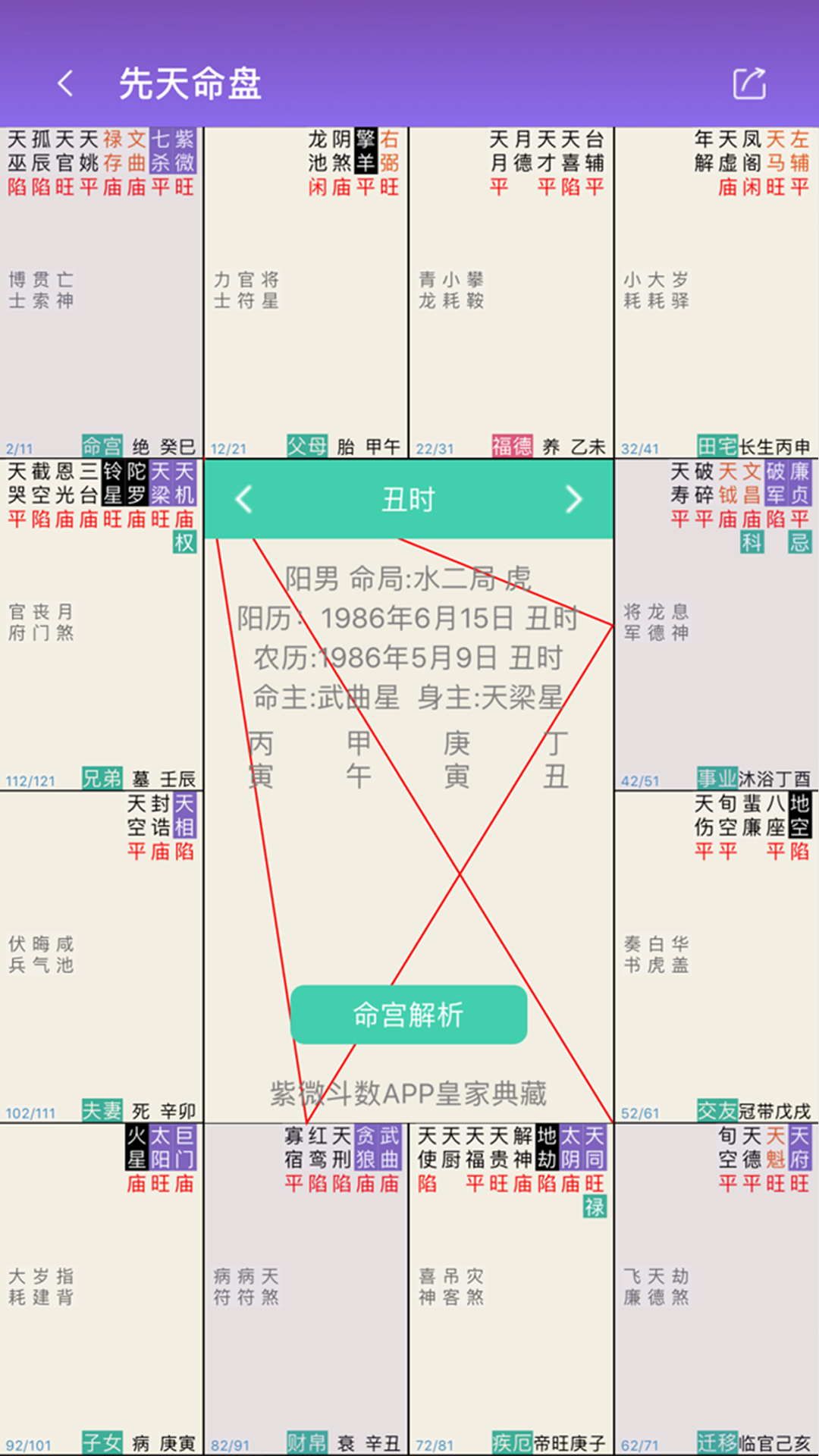 紫微斗数生辰八字截图