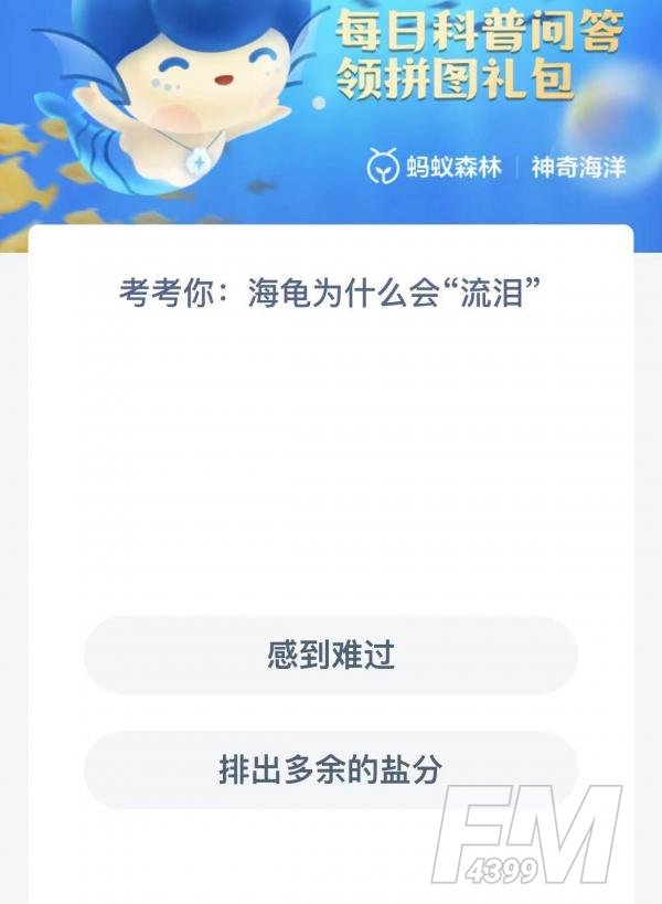 海龟为什么会流泪-神奇海洋2.26今日科普问答答案